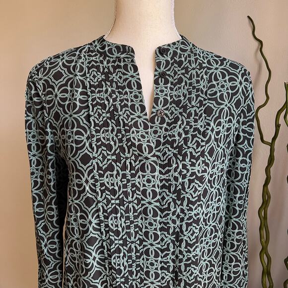 Tory Burch Massey Silk  Mini Dress Tunic Abstract Women's Size 0 XS Blue Green - Picture 2 of 10